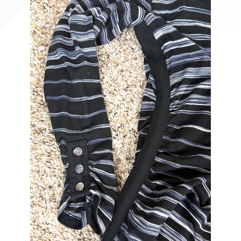 White House Black Market Striped Ruched Sheath Dress Black White Square Neck S - Picture 4 of 8